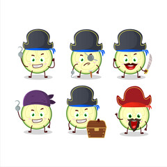 Cartoon character of slice of zucchini with various pirates emoticons