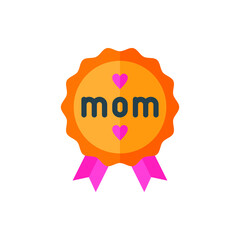 Mother's Day Badge, Medal Flat Icon Logo Illustration Vector Isolated. Happy Mother's Day Icon-Set. Suitable for Web Design, Logo, App, and Upscale Your Business.