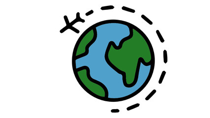 Airplane traveling around the earth