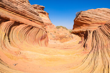 The beautiful landscape and rock formations of Coyote Buttes South in the Vermilion Cliffs National...