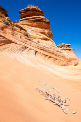 The beautiful landscape and rock formations of Coyote Buttes South in the Vermilion Cliffs National...