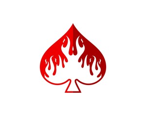 Obraz premium Red spade with fire flames inside