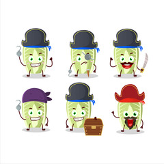 Cartoon character of chinese cabbage with various pirates emoticons