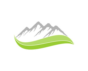 Mountain on the green leaf swoosh logo