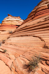 The beautiful landscape and rock formations of Coyote Buttes South in the Vermilion Cliffs National...