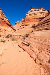 The beautiful landscape and rock formations of Coyote Buttes South in the Vermilion Cliffs National Monument in northern Arizona