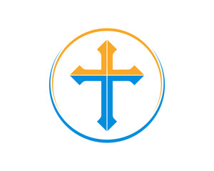 Obraz premium Christian cross inside the circle logo