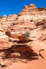 The beautiful landscape and rock formations of Coyote Buttes South in the Vermilion Cliffs National...