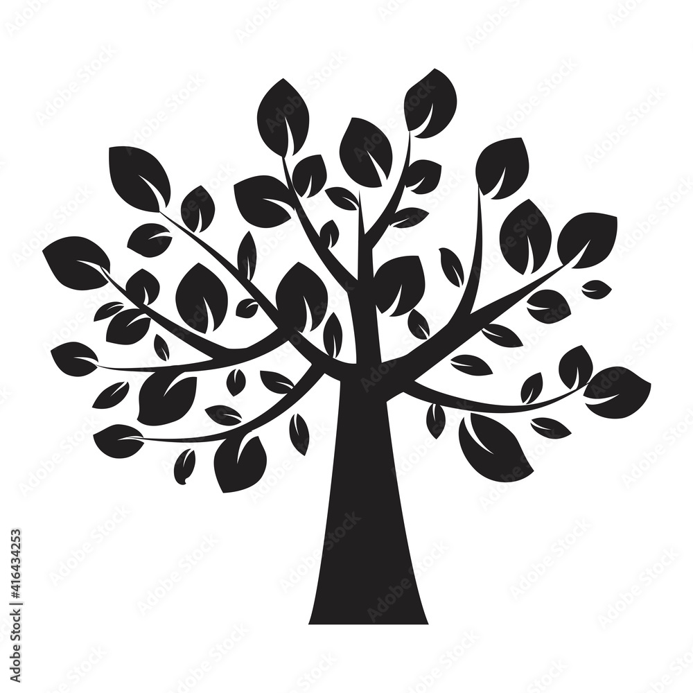 Poster black tree. tree vector icon. nature illustration. vector pattern. stock image. eps 10.
