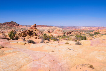 The beautiful landscape and rock formations of Coyote Buttes South in the Vermilion Cliffs National...