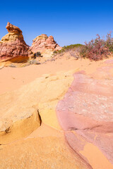 The beautiful landscape and rock formations of Coyote Buttes South in the Vermilion Cliffs National...
