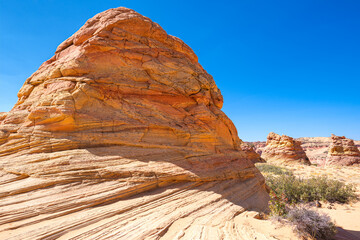 The beautiful landscape and rock formations of Coyote Buttes South in the Vermilion Cliffs National...