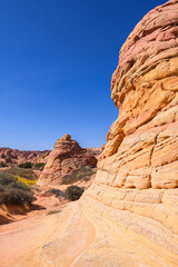 The beautiful landscape and rock formations of Coyote Buttes South in the Vermilion Cliffs National...