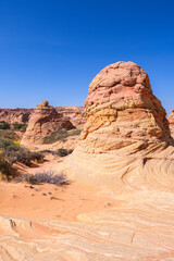 The beautiful landscape and rock formations of Coyote Buttes South in the Vermilion Cliffs National...