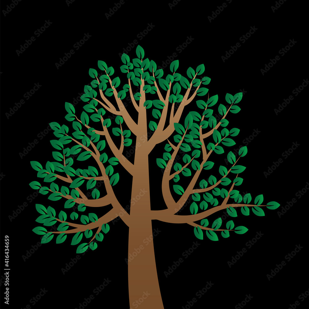 Poster tree in abstract style on black background. nature art. stock image. eps 10.