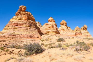 Fototapeta premium The beautiful landscape and rock formations of Coyote Buttes South in the Vermilion Cliffs National Monument in northern Arizona