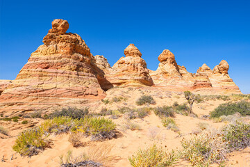 Fototapeta premium The beautiful landscape and rock formations of Coyote Buttes South in the Vermilion Cliffs National Monument in northern Arizona