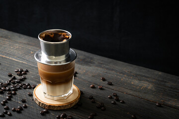 Hot milk coffee dripping in Vietnam style