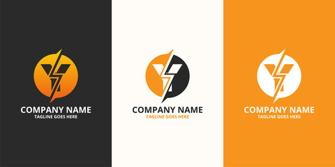 Electric initial letter Y Logo Icon Template. Illustration vector graphic. Design concept Electrical Bolt With letter symbol. Perfect for corporate, more technology brand identity