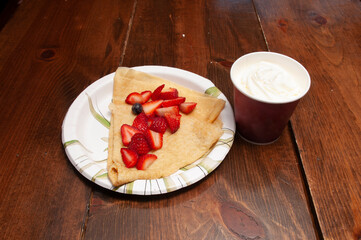 Berries and Whipped Cream Crepes