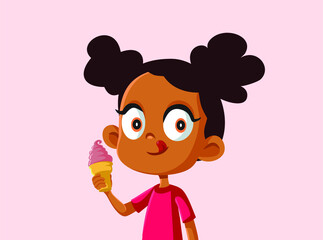 Cute African Girl Eating an Ice Cream