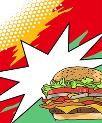 Burger design illustration. Use for poster, flyer, banner, advertising and marketing product