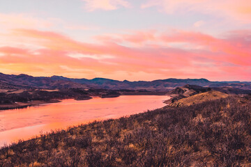 sunset over the lake