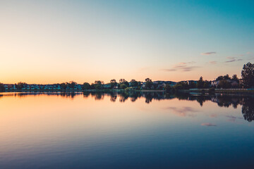 Fototapeta premium sunset over the lake