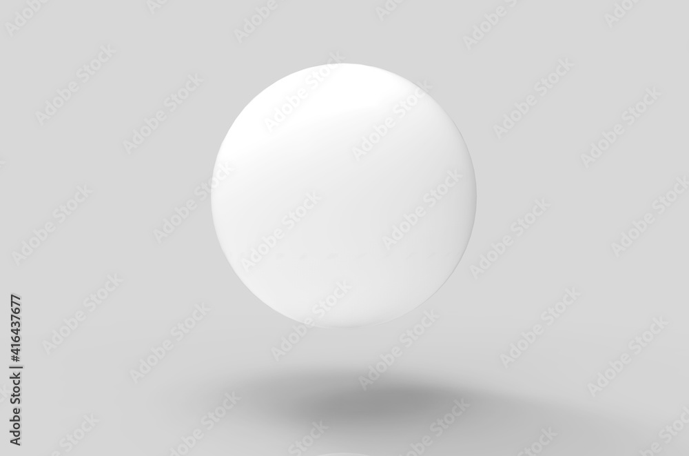 Fototapete 3d rendering. floating white sphere with shadow on the floor background.