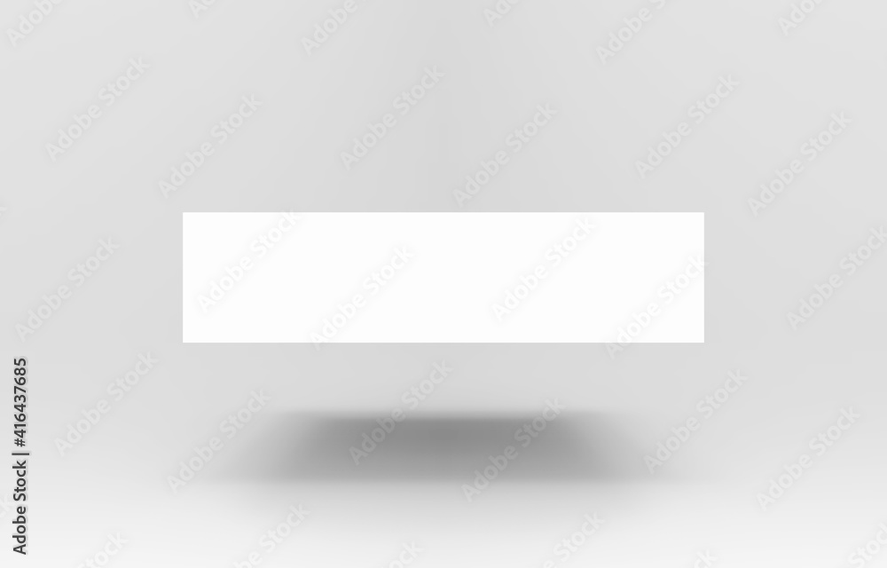 Poster 3d rendering. Floating an Empty rectangle box with shadow on background.