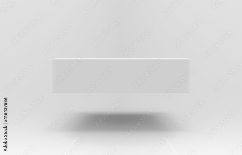 Fototapete 3d rendering. Floating an Empty rectangle box with shadow on background.