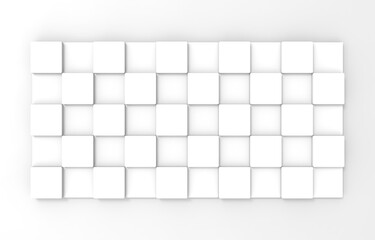 3d rendering. Simple Square cube box plate board on white wall background.