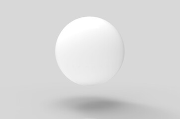 3d rendering. Floating white sphere with shadow on the floor background.