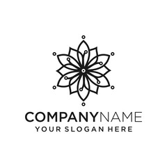 luxury flower tech logo vector