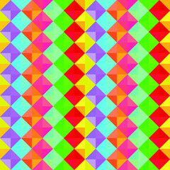 Multicolored squares and triangles, texture for design, seamless pattern, vector illustration