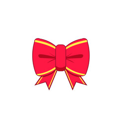 Vector illustration of red ribbon with yellow strip. Isolated on a white background