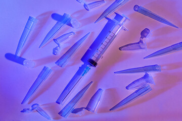 tubes in a laboratory syringe and needle