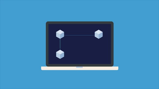 Blockchain video animation concept. Finance technology and crypto currency, web money. 
