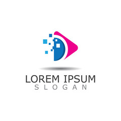 Fototapeta premium Polygonal Media Play Logo Illustration. Play button vector