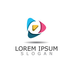Polygonal Media Play Logo Illustration. Play button vector
