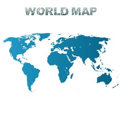 world map in blue color and white background