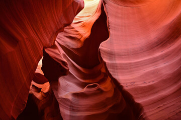 inside the colorful, eroded picturesque  lower antelope canyon, near page, arizona