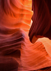 inside the colorful, eroded picturesque  lower antelope canyon, near page, arizona