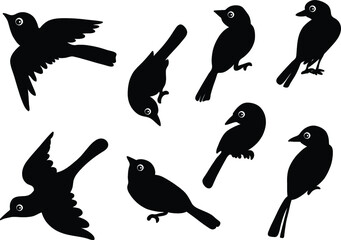 vector bird symbol action set