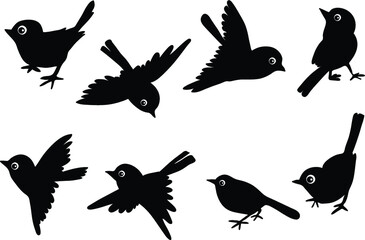 vector bird symbol action set