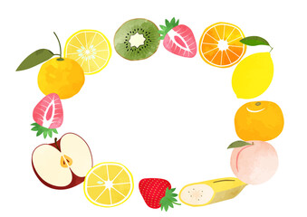色とりどりのフルーツのフレーム