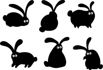 vector rabbit symbol action set
