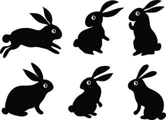 vector rabbit symbol action set
