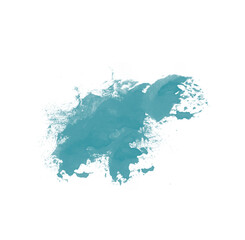 Turquoise watercolor smear brush isolated on white backdrop