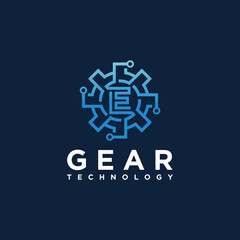 set of gear technology vector logo templates. This logo is suitable for factories, industries, mechanics and workshops